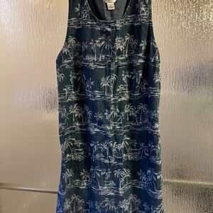 Christopher & Banks Blue Palm Print Dress